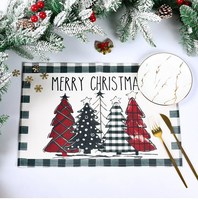 6 pièces de napperons de Noël en tissu de lin, motif bonhomme de neige, décorations de table pour la maison, ornements de Noël