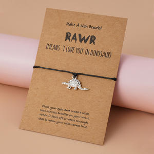 RINHOO Pulsera de la Amistad con Dijes de Perros Dachshund de Dibujos Animados en Color Plata, con Tarjeta de Deseos y Cuerda, el Mejor Regalo de Joyería - Product Image 2