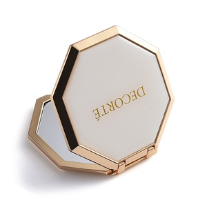 Unique Hexagon Custom Epoxy Gold Logo Double Side Metal Cosmetic Pocket <b>Mirror</b> - Product Image 1