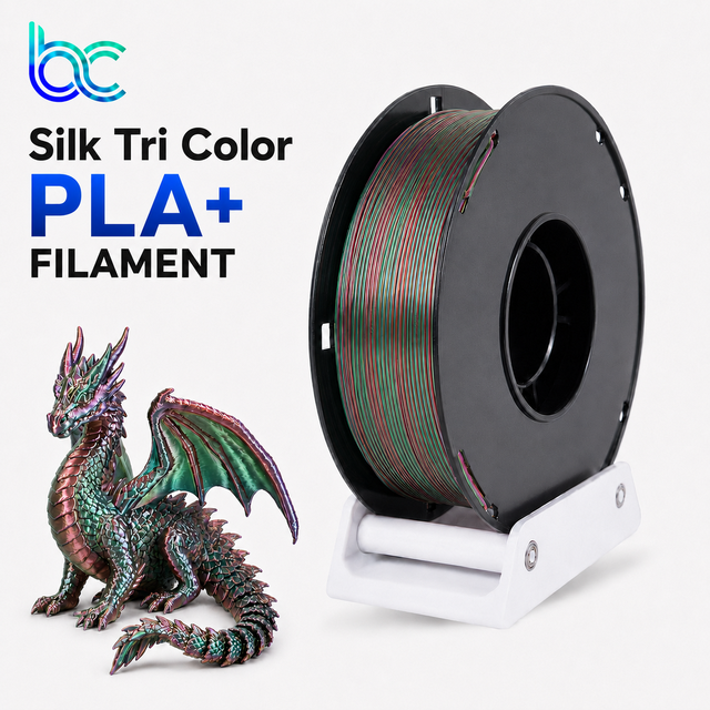 Becreative High Quality Silk Tri Color PLA+ 3D Filament Rod 1.75mm 1KG High-Toughness Compatible Bambu Lab Prusa Ender Vacuum