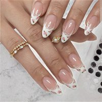 Vente en gros de faux ongles en ABS de forme amande, imprimé léopard 3D, faits à la main, style Ins, couvrance totale, 24 pièces