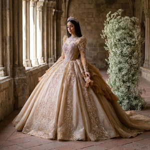 Shop Online Golden Brown Dress European Style Long Sleeve | Alibaba.com