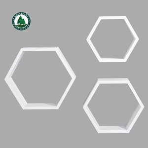 Hirohiro Hexagonal Wall <b>Shelves</b> White 3Pcs Set For Living Room <b>Bedroom</b> Study Decorative Storage Display Rack - Product Image 5