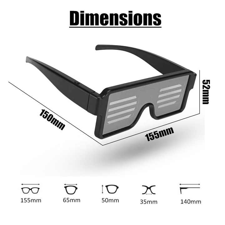 LINLIGIFTS Rechargeable APP Control Customized Magic Scrolling LED Message Glasses LED Party Eyeglasses