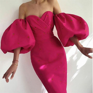 Manches <span class=keywords><strong>de</strong></span> <span class=keywords><strong>bonne</strong></span> qualité élégant rétro imprimé fleuri fête Club robes sexy dos nu froncé robe moulante pour les femmes - Product Image 3