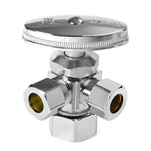 Grifo de latón cromado Olde Chrome Plated LF de 1/4 de vuelta con doble salida Comp X Compl X F1960 Angle - Product Image 6