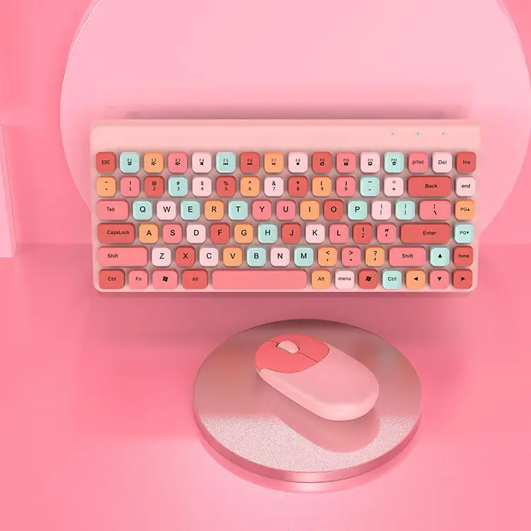 Color Lipstick Punk 2.4G Wireless Battery Keyboard Mouse Girls Cute Office Keyboard Mouse combo