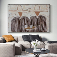 Grande Peinture à l'Huile Faite à la Main, Portrait Abstrait de Groupe de Cowboys, Art Figuratif, Décoration Murale, Art Western, Tableau sur Toile Texturée