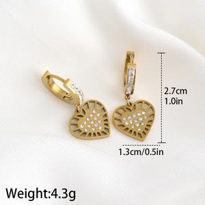 Joyería de Moda, Aretes de Acero Inoxidable con Baño de Oro de 18k y Diamantes de Colores para Mujer, Estilo Lujoso - Product Image 5