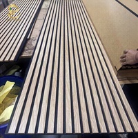 Panneau acoustique mural insonorisant en fibre de polyester anti-bruit, coton + MDF, placage de bois à diffusion sonore