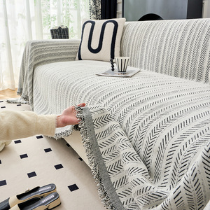 Housse de <span class=keywords><strong>canapé</strong></span> à franges à carreaux, couverture de <span class=keywords><strong>canapé</strong></span> minimaliste, couverture texturée en nid d'abeille pour salon, couverture portable - Product Image 3