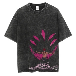 Jersey de algodón de verano Harajuku inspirado en Anime, camiseta de manga corta con técnica de lavado ácido, estampado de pantalla, suelto, largo, Formal Cool - Product Image 6