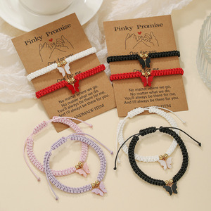 Pinky Promise Butterfly Pendant Handmade Woven <b>Bracelet</b> For Women Gift Jewelry Unisex Fashion String <b>Bracelet</b> - Product Image 1