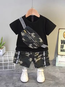 Conjunto Casual de Lujo para Niños al por Mayor, 100% Algodón de Secado Rápido, Conjunto de Pantalones Cortos de Verano Refrescantes, Estampado con Dibujos Animados - Product Image 2