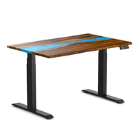 Table en bois en résine époxy Table électrique pour bureau à domicile Table debout électrique automatique Bureau d'ordinateur