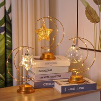 Lampe en métal créative musulmane Ramadan Kareem or Eid Mubarak lune étoile LED lumières Ramadan lanterne pour Festival fête décor à la maison
