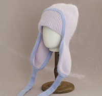 Chapeau en fourrure de lapin angora tricoté de haute qualité avec logo personnalisé, épais et chaud, protection des oreilles, chapeau Leifert pour femmes et filles