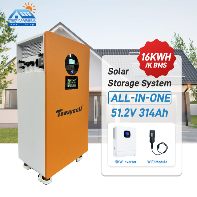 For All-in-One 51.2V 314Ah Mobile ESS Home Solar LiFePO4 Battery Pack 16kWh Built-in Off-grid 5KW Inverter