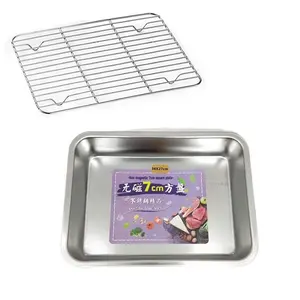 YITIAN 201 304 Stainless Steel Rectangular Japanese Square Plate Tray For Cafeteria BBQ GN Pans