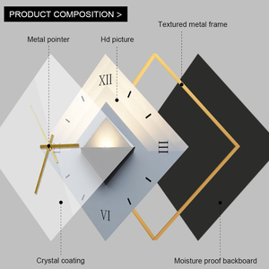 Tranh treo tường phòng khách phong cách Bắc Âu, tranh sứ pha lê ba tấm, tranh hiện đại tối giản, tranh làm nền cho ghế sofa, tranh đồng hồ - Product Image 4