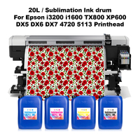 Tinta Sublimasi Dye dalam Drum Plastik 20L untuk Industri, Tingkat Transfer Tinggi untuk Epson TX800 XP600 DX5 DX6 DX7 I3200 I1600 4720 5113