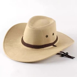 Chapeau de cowboy occidental style <span class=keywords><strong>américain</strong></span> vintage en cuir, pare-soleil, protection solaire printemps-automne, chapeau de <span class=keywords><strong>voyage</strong></span> réglable, parfait - Product Image 2