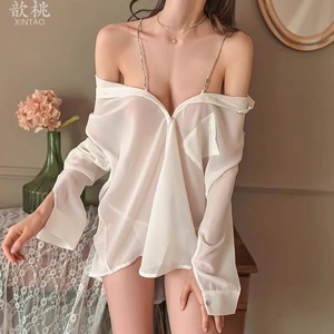 Sexy Lingerie Chain Shirt Transparent Chiffon Women's See Through Bodysuit A833 - Product Image 3