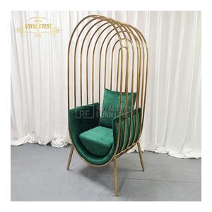 Nouvelle conception <span class=keywords><strong>de</strong></span> chaise <span class=keywords><strong>de</strong></span> banquet <span class=keywords><strong>de</strong></span> mariage en forme <span class=keywords><strong>de</strong></span> <span class=keywords><strong>cage</strong></span> à oiseaux dorée, canapé trône en acier inoxydable - Product Image 3