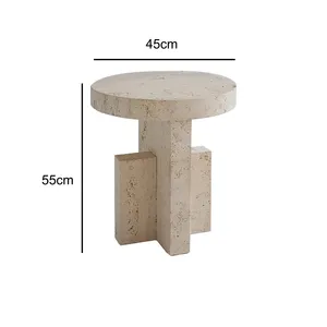 Tavolino moderno in marmo naturale pietra tavolino interno mobili beige travertino tavolino