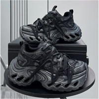 Nouvelles Chaussures de Sport Décontractées pour Hommes 2026 à Plateforme Épaisse, Lacets, Style Usé, Rehaussantes, Tendance Estivale