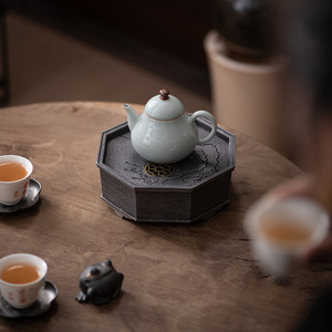 Old Tin Teapot Stand Gewu Bafang Octagonal With Lid Water Storage For Kung Fu <b>Tea</b> <b>Set</b> - Product Image 4
