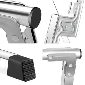 3-Rod Folding <strong>Telescopic</strong> Modern <strong>Clothes</strong> Rack Floor-Standing Galvanize Steel <strong>Rail</strong> for Indoor Balcony Living Room Outdoor - Product Image 6