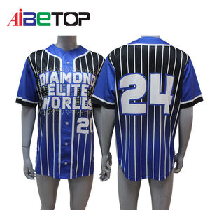 Camisa de béisbol sublimada personalizada Uniforme azul y negro Personalización Botón juvenil Uniforme de béisbol Diseño libre - Product Image 1