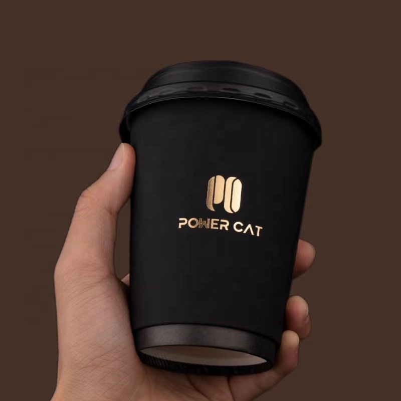 Eco-Friendly Disposable Paper Cup For Hot Coffee Cold Drinks With Lids Printed Logo Design Wall For Wine Crafts