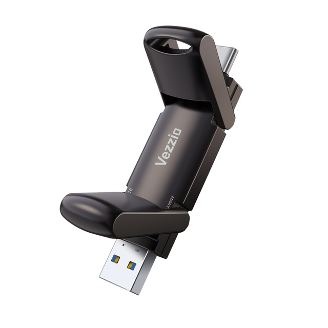 VEZZIO High-Speed 1000mb/s Solid Flash Drive US020 Dual Port Business Metal for Computer Laptop & Mobile Phone Transfer