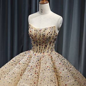 Jancember 6606 cristal strass doré Empire robe de bal robes de soirée - Product Image 3