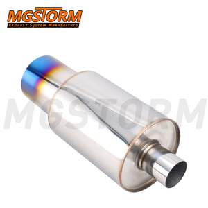 Tubo de escape de acero inoxidable de 2 pulgadas de entrada, 4 pulgadas de salida, 5.5 pulgadas de cuerpo y 14.6 pulgadas de longitud total, silenciador de escape recto para automóvil - Product Image 4