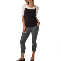 Leggings Capri de Yoga pour Femmes, Taille Haute Unie, Élastique, Sans Couture Avant, Anti-Transpiration, Course, Gym, Sans Coutures