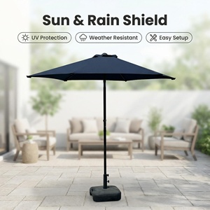 <span class=keywords><strong>Sombrilla</strong></span> de Patio Plegable Moderna de 2.3m, Impermeable, Color Azul Marino, con Manivela, Estructura de Hierro, 6 Varillas, Resistente a los Rayos UV, para Jardín, Hotel - Product Image 5