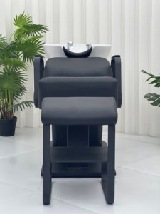 Usine professionnelle directement luxe moderne en acier inoxydable large poser shampooing chaise repose-pieds réglable éponge haute densité - Product Image 5