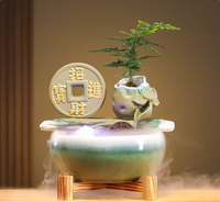 Sculpture décorative en céramique de style chinois, peinte à la main, motif végétal, avec poisson pour un flux d'eau porte-bonheur Feng Shui