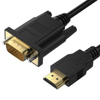 Kabel Adaptor VGA HDTV 1080P 6ft Berlapis Emas dengan Pelindung Foil PVC, Kabel Video Uni-Directional untuk Laptop, Monitor, Proyektor