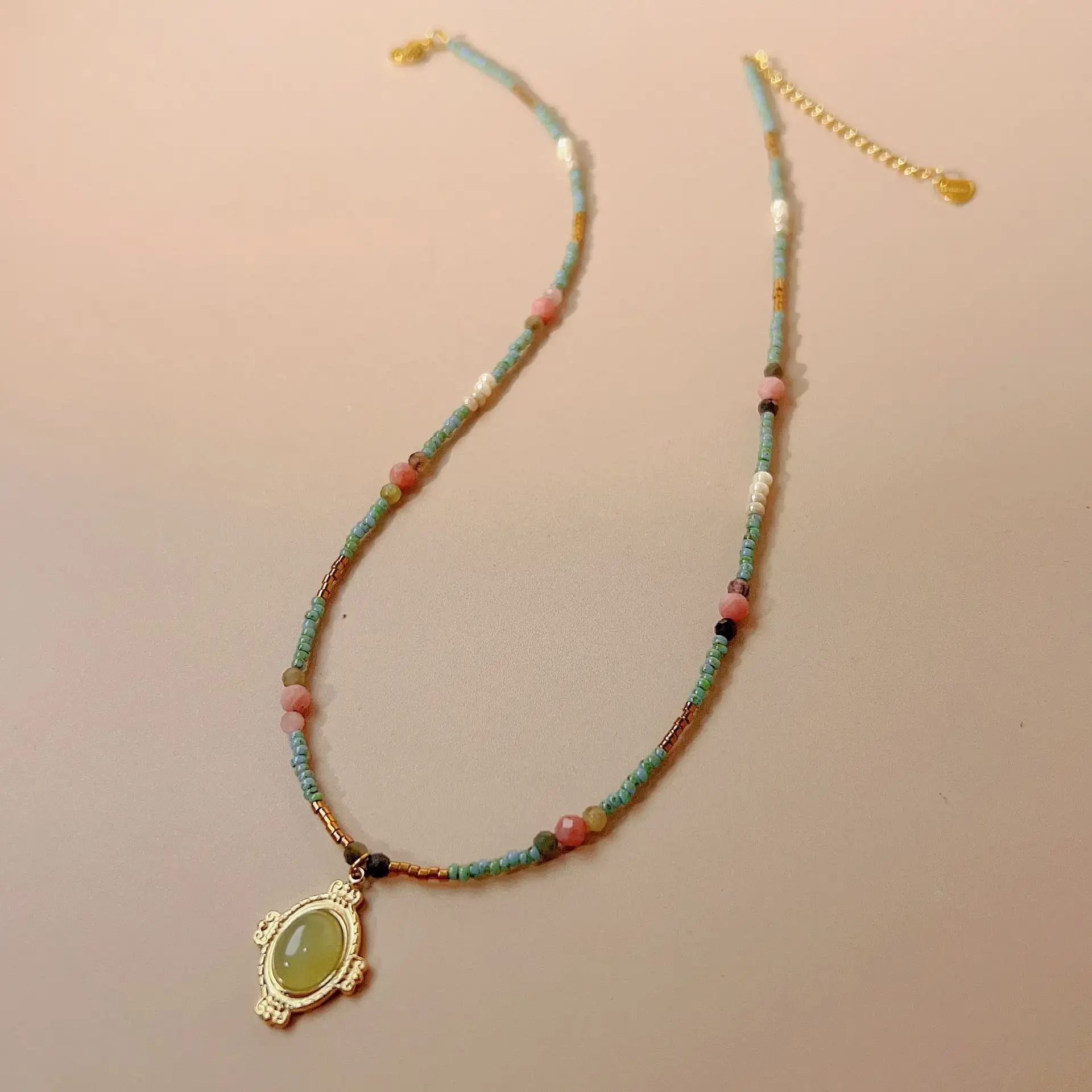 Collana di perle di pietra Boho collana di perline di moda fatto a mano da donna di lusso collana di gioielli Semi-preziosi da donna