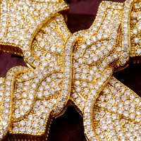 Pendentif croix entièrement serti de diamants style hip-hop, collier streetwear pour homme, chaîne torsadée polyvalente tendance pour couple