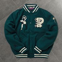 Veste décontractée ajustée, style varsity, broderie personnalisée, manches longues, fermeture éclair, vêtement de motard tendance, personnalisable