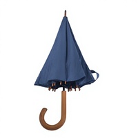 Parapluie droit double couche à 8 baleines en gros, parapluie promotionnel personnalisé avec logo coloré imprimé et poignée en bois courbée