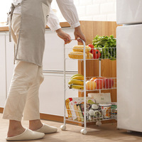 Chariot de rangement pour légumes et fruits en acier avec revêtement en poudre, fabriqué en Chine, chariot de cuisine pas cher