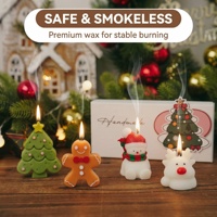 Ensemble cadeau de bougies de Noël, 4 pièces, bougies parfumées en cire de soja avec motifs mignons de Père Noël, bonhomme de neige, arbre de Noël, boîte cadeau pratique