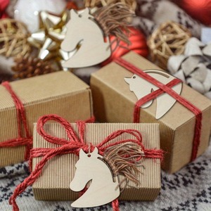 Baru dipersonalisasi Natal menyenangkan 12 buah DIY kerajinan kuda kayu untuk pohon Natal liontin hadiah lucu