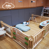 JOOYES Mobilier de maternelle en bois, clôture de jeu pour enfants avec labyrinthe, aire de jeux ronde pour la maternelle